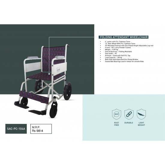 FOLDING ATTENDANT WHEELCHAIR 