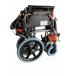 Aluminum Light Weight Compact Foldable Travel Wheelchair with Flip-up Armrests & Footrests