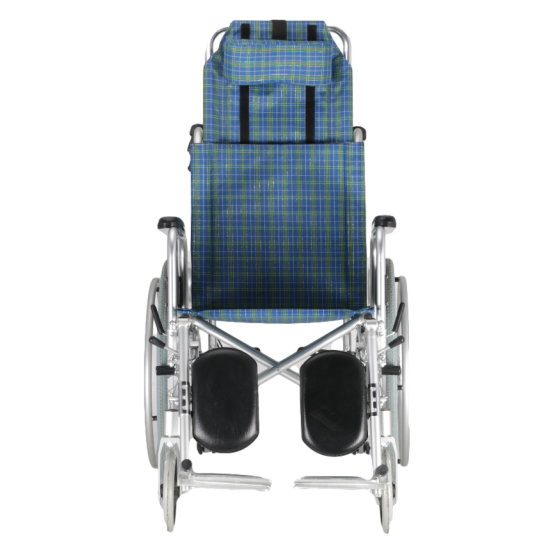 Aluminum Reclining Wheelchair with Detachable Armrest and Elevating Detachable Footrest