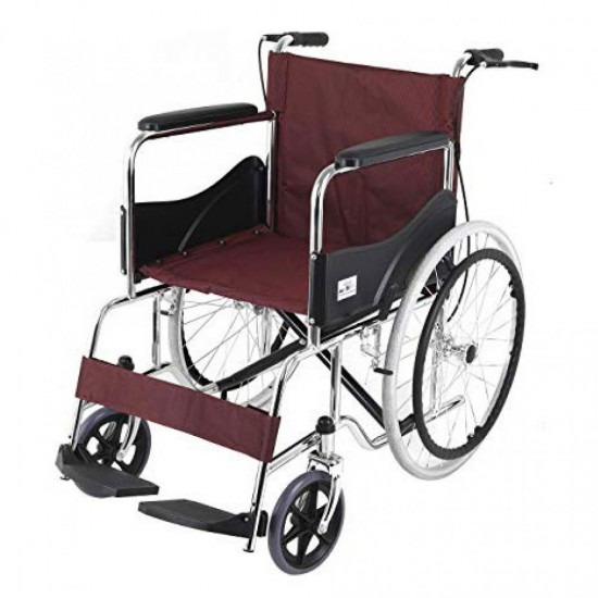 Basic Premium Wheel Chair Chrome Polished-Red