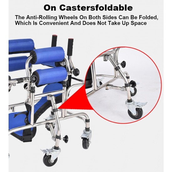 Children Standing Walker Multi-Functional Folding Paralytic Rehabilitation Lower Limb Training Stangding Walker, Standard Walker for Handicap & Disabled Kid's