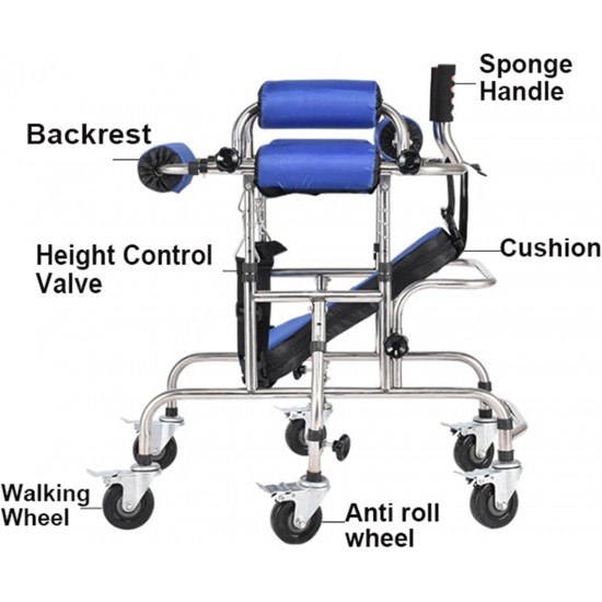 Children Standing Walker Multi-Functional Folding Paralytic Rehabilitation Lower Limb Training Stangding Walker, Standard Walker for Handicap & Disabled Kid's