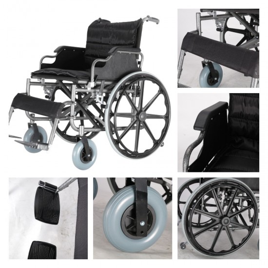 Deluxe Heavy Duty Premium Foldable Wheelchair Ideal for Heavy Patients Deluxe Heavy Duty Premium Foldable Wheelchair Ideal for Heavy Patients