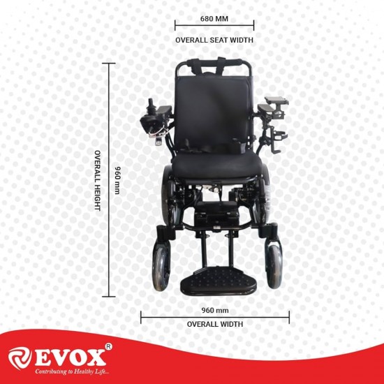 Evox Ultralight Weight Auto Folding Power Wheelchair WC 109 with Wireless Remote & Electromagnetic Brake