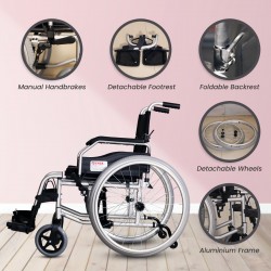 Evox WC 101M Lightweight Foldable Aluminium Wheelchair with Flip-Up Armrest Detachable Footrest & Removable Big Wheels Evox WC 101M Lightweight Foldable Aluminium Wheelchair with Flip-Up Armrest Detachable Footrest & Removable Big Wheels