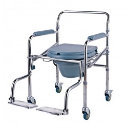 Height Adjustable Bathroom Commode Chair With Wheels & Footrest Height Adjustable Bathroom Commode Chair With Wheels & Footrest