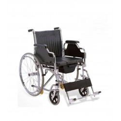 Mobility Kart Foldable U Cut Commode Wheelchair with Flip-up Armrest & Detachable Footrest  Mobility Kart Foldable U Cut Commode Wheelchair with Flip-up Armrest & Detachable Footrest