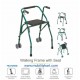 Folding Comfort Walker With Seat & Dual Front Wheels