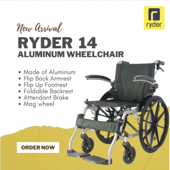 Karma Ryder 14 Aluminum Wheelchair with Flip-Up Armrest & Footrests