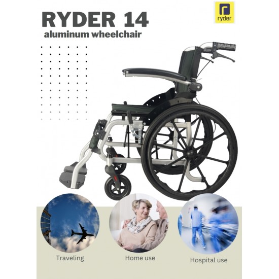 Karma Ryder 14 Aluminum Wheelchair with Flip-Up Armrest & Footrests