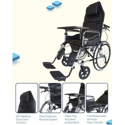 Karma Ryder 8 MWC-CR Reclining Commode Wheelchair with Table Tray Karma Ryder 8 MWC-CR Reclining Commode Wheelchair with Table Tray