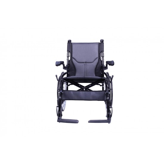 Light Weight Compact Foldable Wheelchair with Flip-up Armrest & Footrest