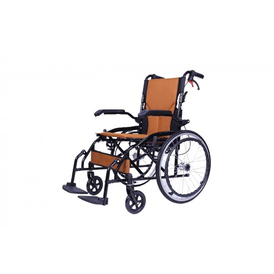 Light Weight Compact Foldable Wheelchair with Flip-up Armrest & Footrest