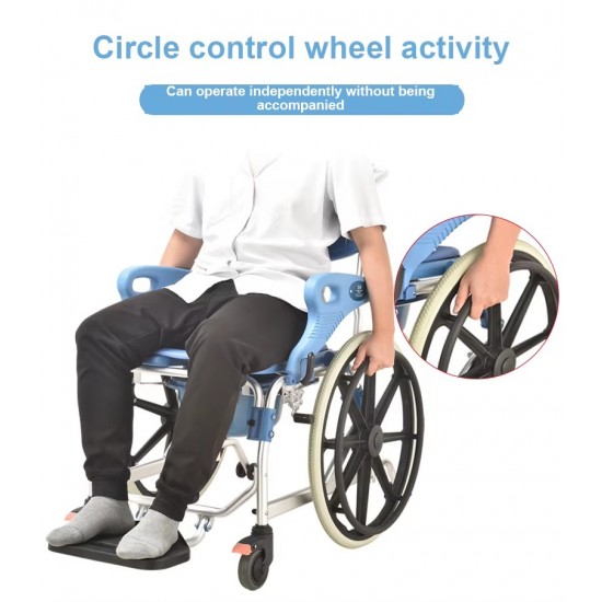 Multipurpose 3 in 1 Self Propelled Rolling Bathroom Wheelchair