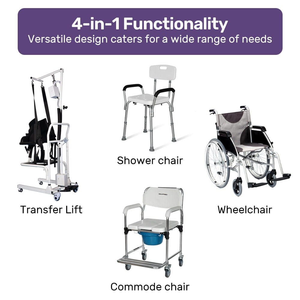 Fast Assemble Patient Lift And Transfer Chair Commode Transport 