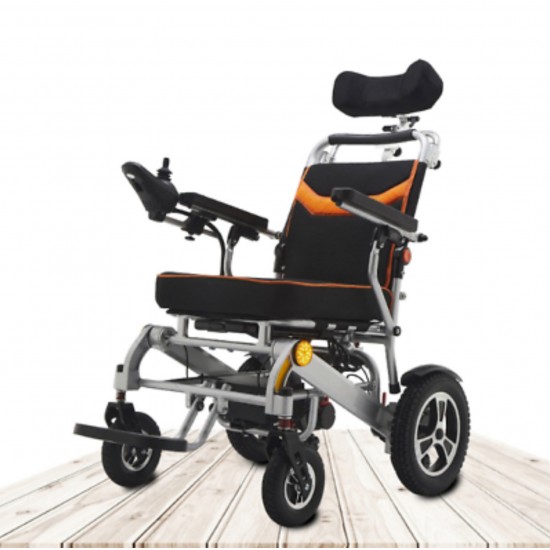 Recliner Backrest Ultralight Foldable Power Wheelchair with Electromagnetic Brake Indicator Light & Headrest Recliner Backrest Ultralight Foldable Power Wheelchair with Electromagnetic Brake Indicator Light & Headrest