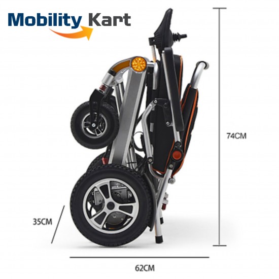 Recliner Backrest Ultralight Foldable Power Wheelchair with Electromagnetic Brake Indicator Light