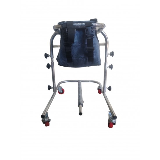 Mobility Kart Stainless Steel SS Bloom Walker Adjustable Height with Wheels for CP Child