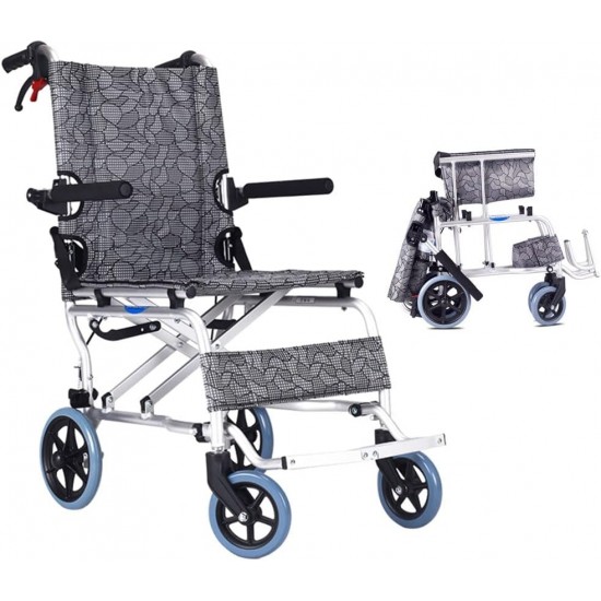 Ultra Lightweight Compact Folding Transit Wheelchair with Traveling Bag Grey 