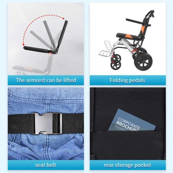Ultra Lightweight Compact Folding Transit Wheelchair with Traveling Handle Ultra Lightweight Compact Folding Transit Wheelchair with Traveling Handle