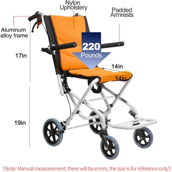 Ultra Lightweight Folding Transit Wheelchair with Carry Bag