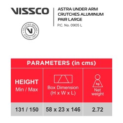 Vissco Astra Under Arm Crutches Aluminium - Large (1 Pair) Vissco Astra Under Arm Crutches Aluminium - Large (1 Pair)