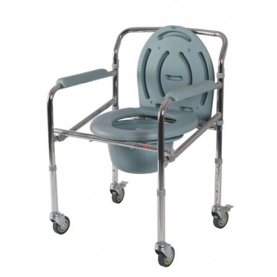 Vissco Comfort Steel Folding Commode Chair With Castors