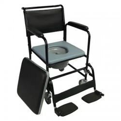 Wheeled Commode Chair with Flip-Down Armrest & Detachable Footrest Wheeled Commode Chair with Flip-Down Armrest & Detachable Footrest
