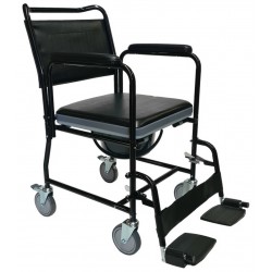 Wheeled Commode Chair with Flip-Down Armrest & Detachable Footrest Wheeled Commode Chair with Flip-Down Armrest & Detachable Footrest